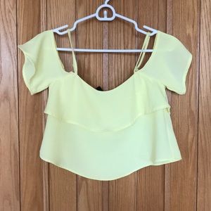 H&M Light Yellow Off-the-Shoulder Crop Top